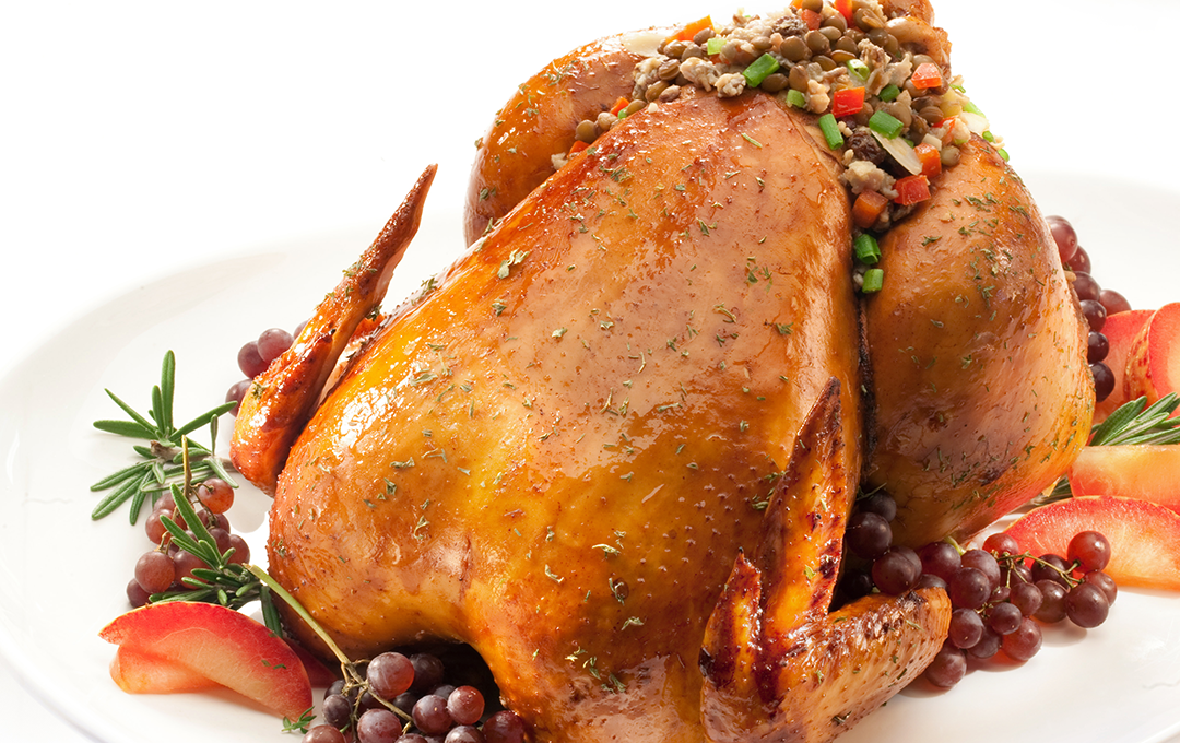 Pollo Relleno de Lentejas y Almendras