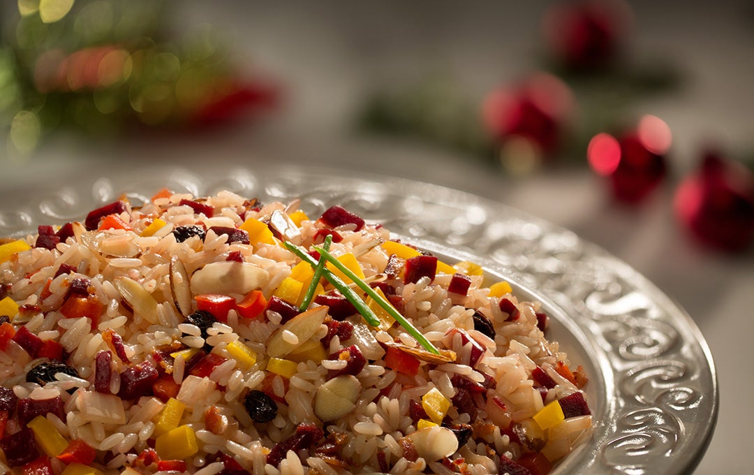 Arroz Navideño con Tocineta y Remolacha