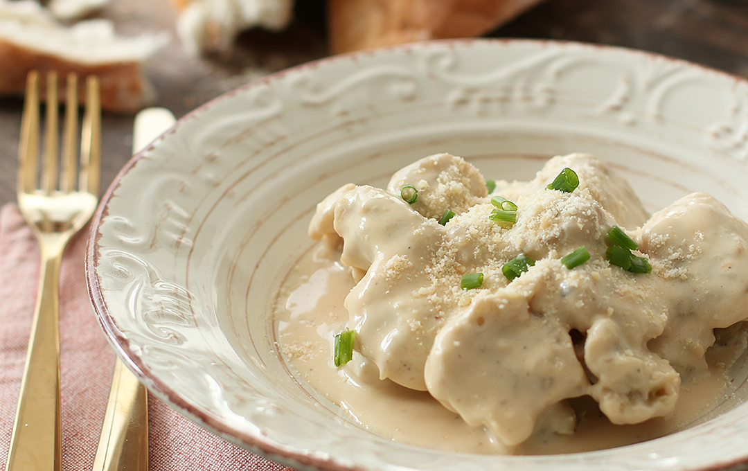 Ñoquis de Berenjena en Salsa Blanca