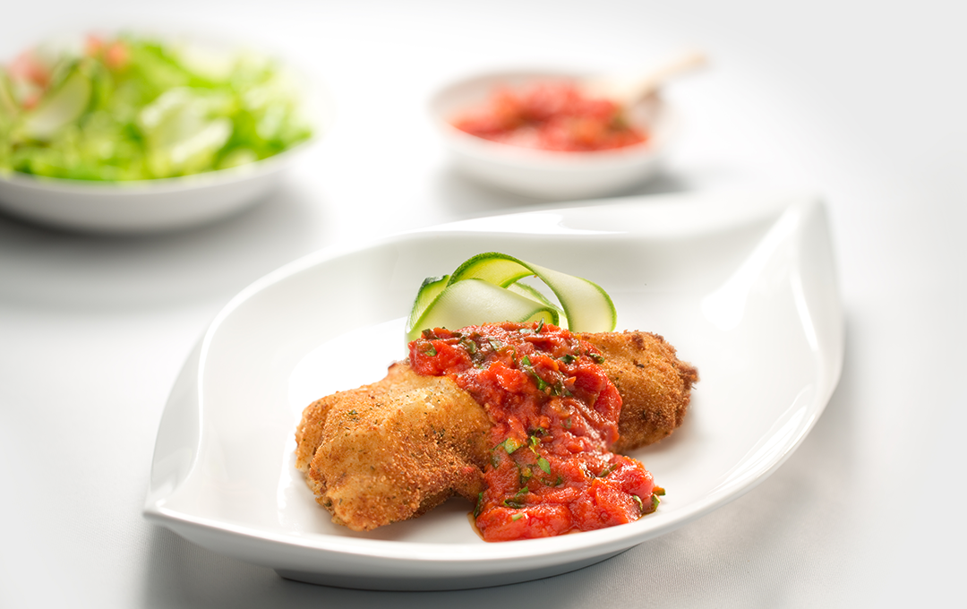 Milanesa de Pescado con Salsa Marinara