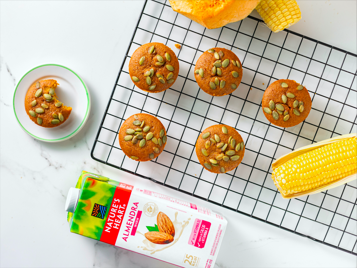 Muffins vegetarianos de auyama con maiz
