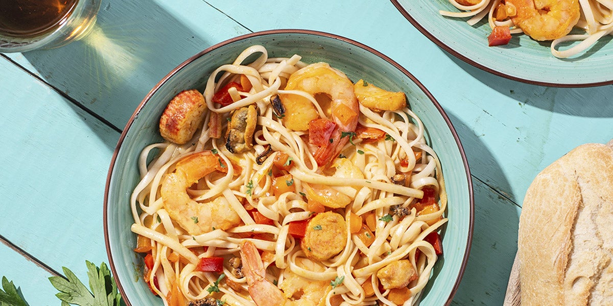 PASTA CON MARISCOS Y LECHE DE COCO
