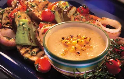 Vegetales a la Parrilla en Crema de Maíz Vegetales a la Parrilla en Crema de Maíz