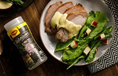 Lomo de cerdo con salsa de mostaza