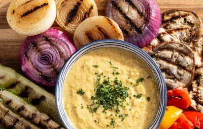 Vegetales a la Parrilla en Crema de Maíz Vegetales a la Parrilla en Crema de Maíz