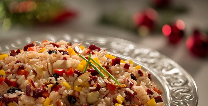 Arroz Navideño con Tocineta y Remolacha