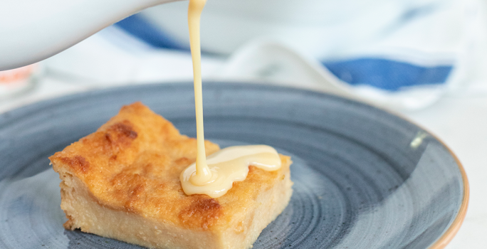 Pudín con Esencia de Naranja, Caramelo y Brandy