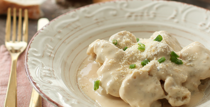Ñoquis de Berenjena en Salsa Blanca