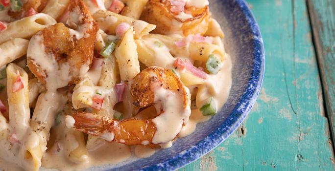 Ensalada de pasta con camarones