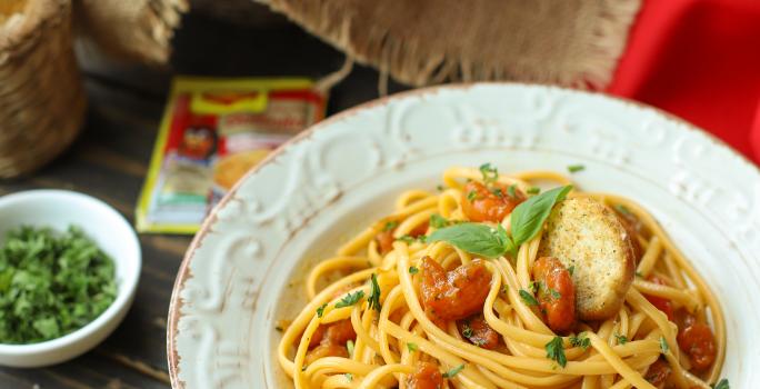 Camarones Al Ajillo Con Pasta