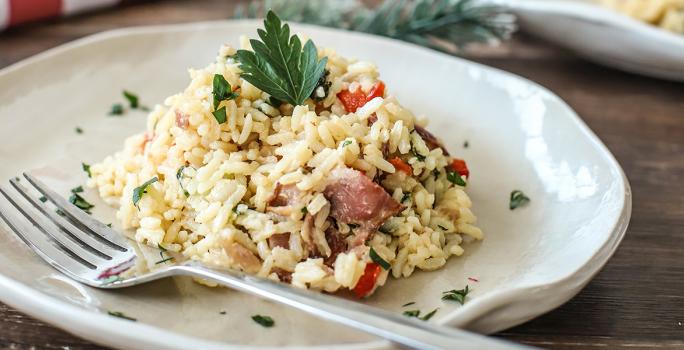 Arroz con Espinaca y Tocineta