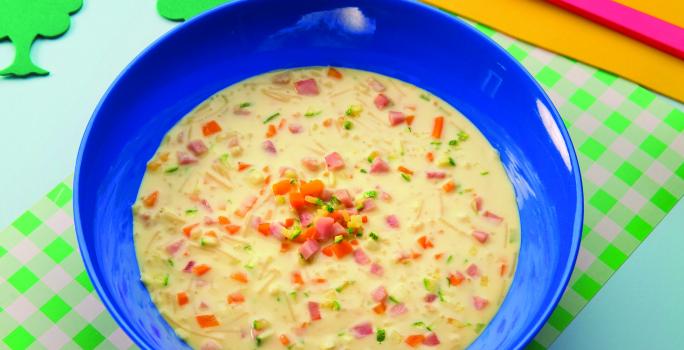 CREMA DE VEGETALES, FIDEOS Y JAMON