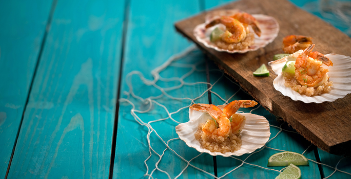 Camarones con Chutney de Coco