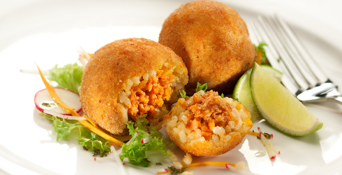 Bolas de Arroz rellenas de Lambi