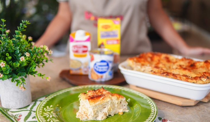 Lasagña de Pollo, Queso y Maíz