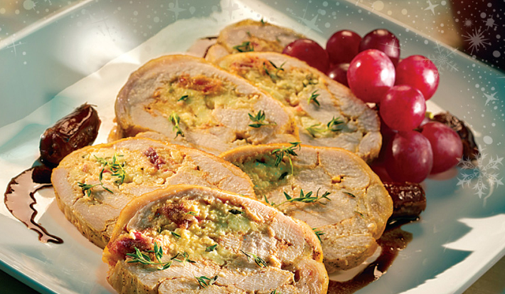 Pechuga de Pavo Rellena de Queso Crema y Dátiles