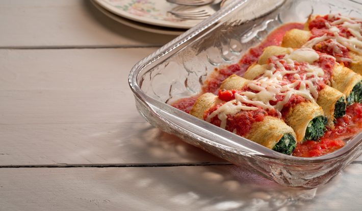 Canelones de Pan Rellenos de Espinaca