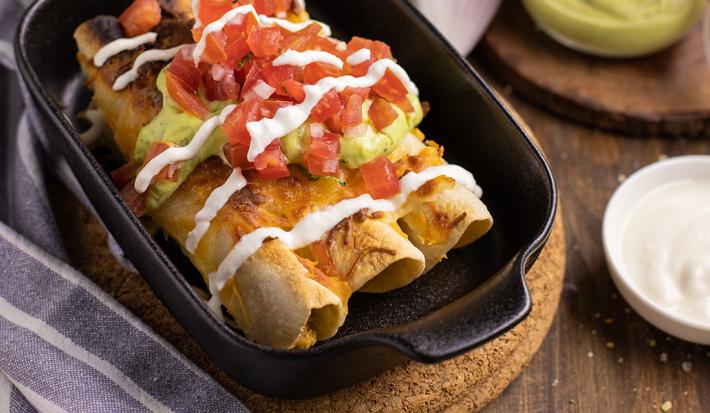 FLAUTAS DE POLLO GRATINADAS