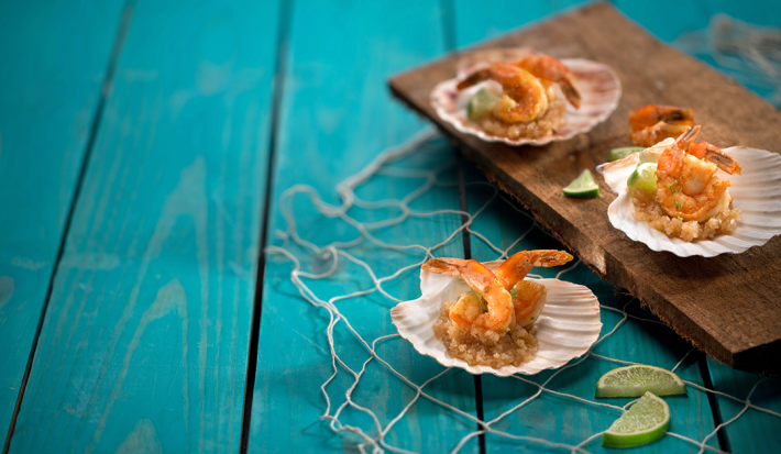 Camarones con Chutney de Coco