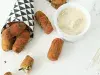 CROQUETAS DE QUESO Y ESPINACA CON SALSA DE HONGOS